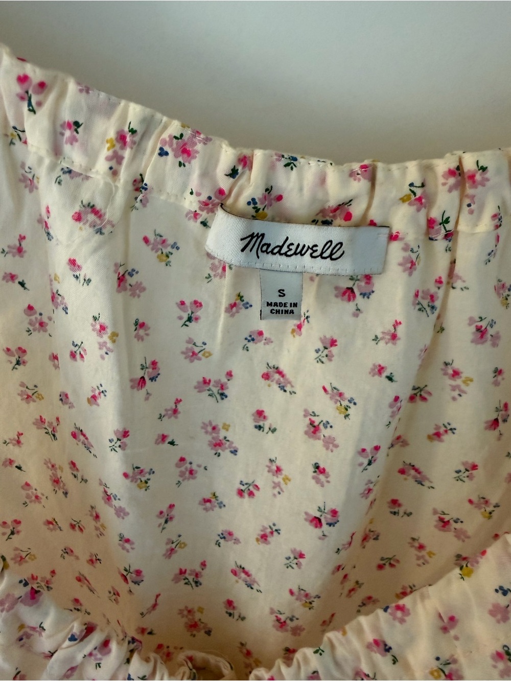 Madewell Cream Tank Top with Pink Floral Print and Tie Front - Picture 3 of 9
